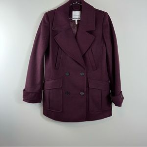 Avec Les Filles Mid Length Peacoat in Burgundy Size M